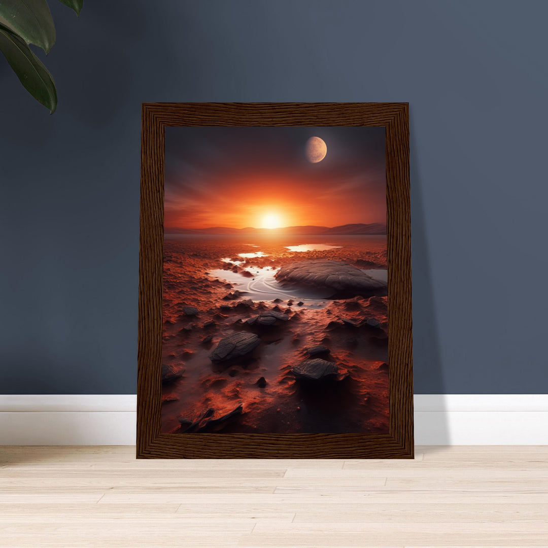 Premium Semi-Glossy Paper Wooden Framed Poster - Sunset on Mars II