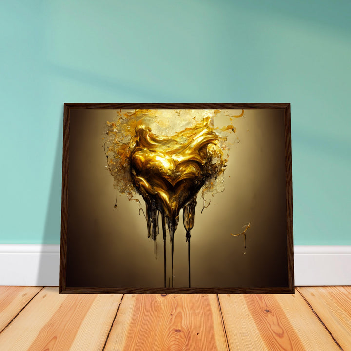 Premium Matte Paper Wooden Framed Poster - Heart of Gold Melted