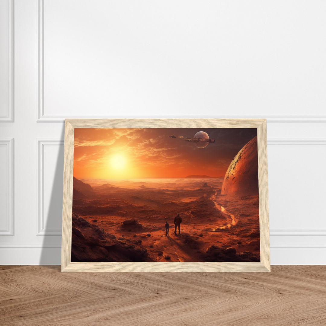 Classic Semi-Glossy Paper Wooden Framed Poster - Sunset on Mars I