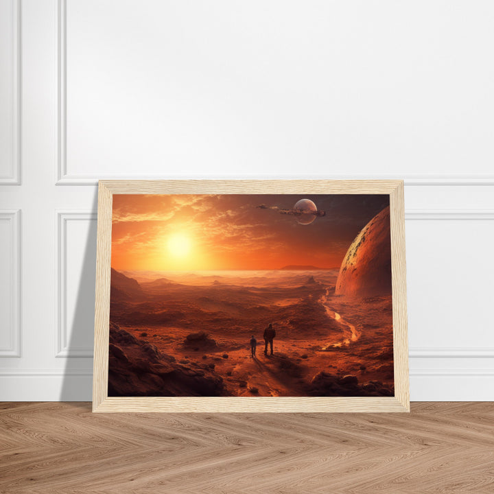 Classic Semi-Glossy Paper Wooden Framed Poster - Sunset on Mars I