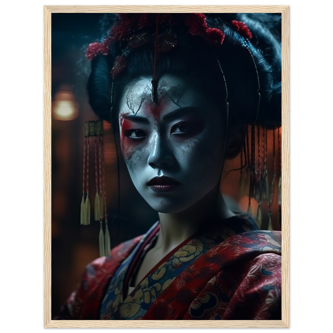 Premium Matte Paper Wooden Framed Poster - Allure of a Geisha