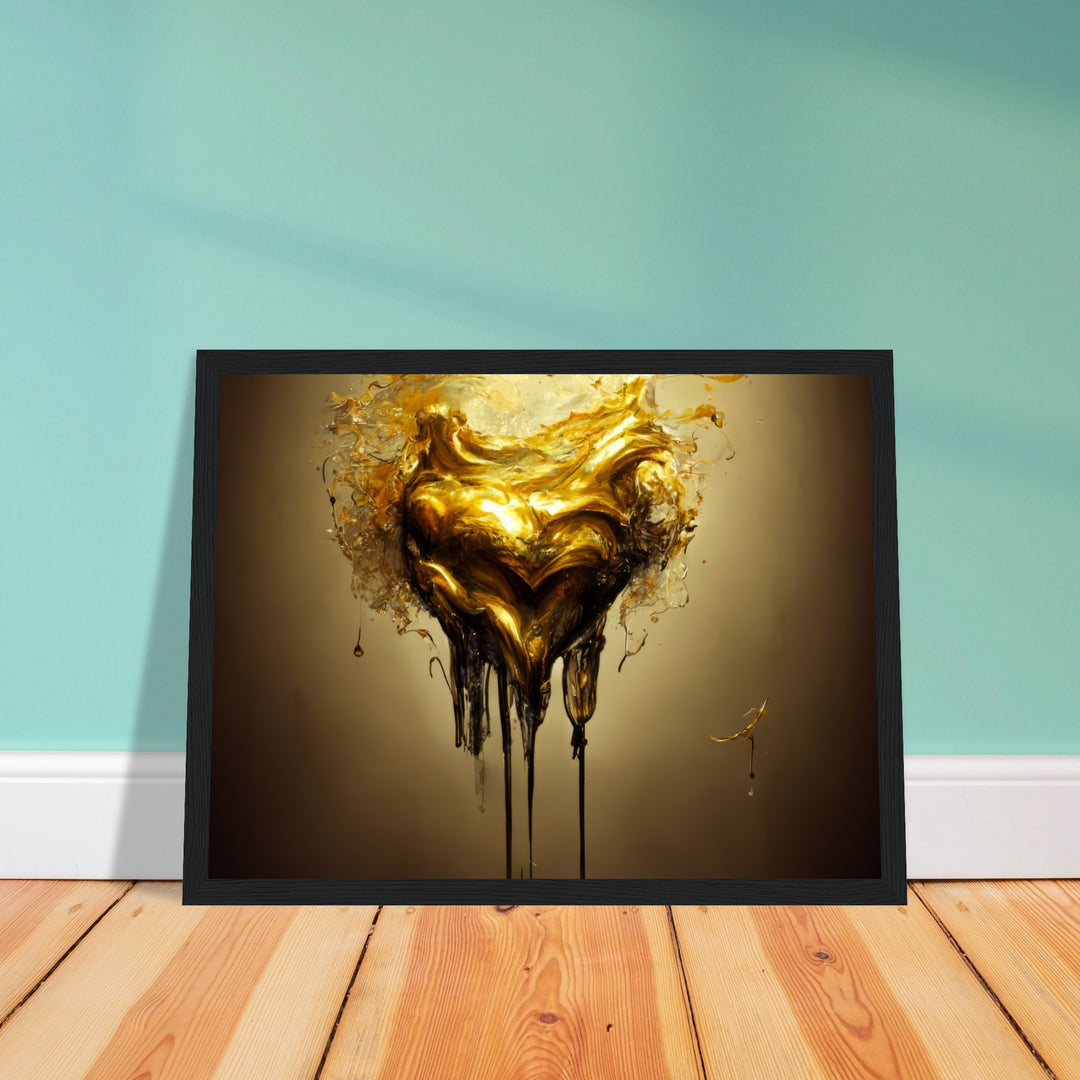 Premium Matte Paper Wooden Framed Poster - Heart of Gold Melted