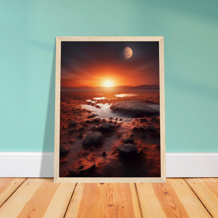 Museum-Quality Matte Paper Wooden Framed Poster - Sunset on Mars II