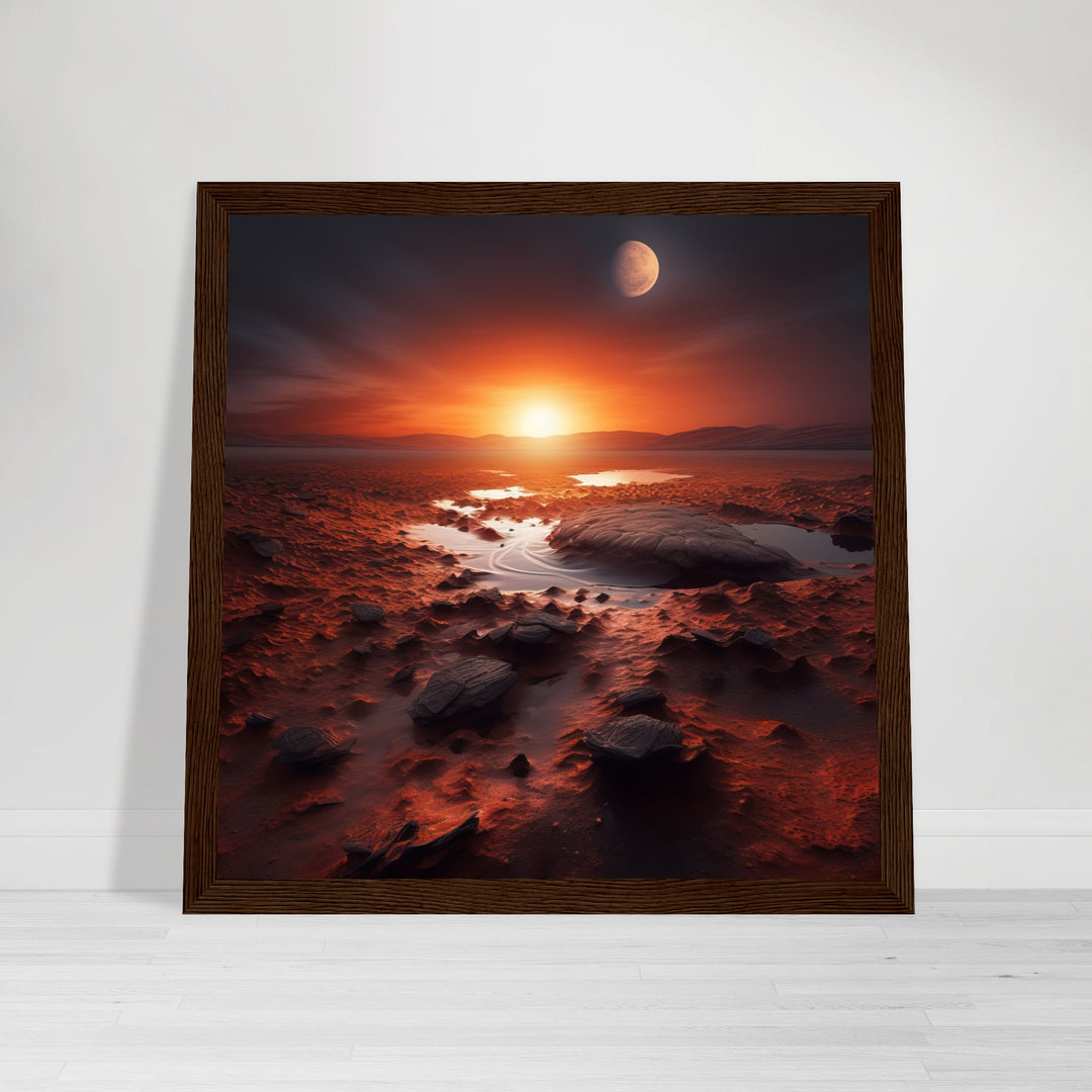 Classic Matte Paper Wooden Framed Poster - Sunset on Mars II