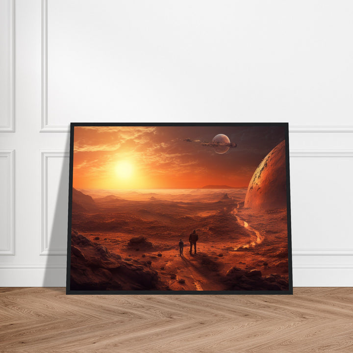 Classic Semi-Glossy Paper Wooden Framed Poster - Sunset on Mars I