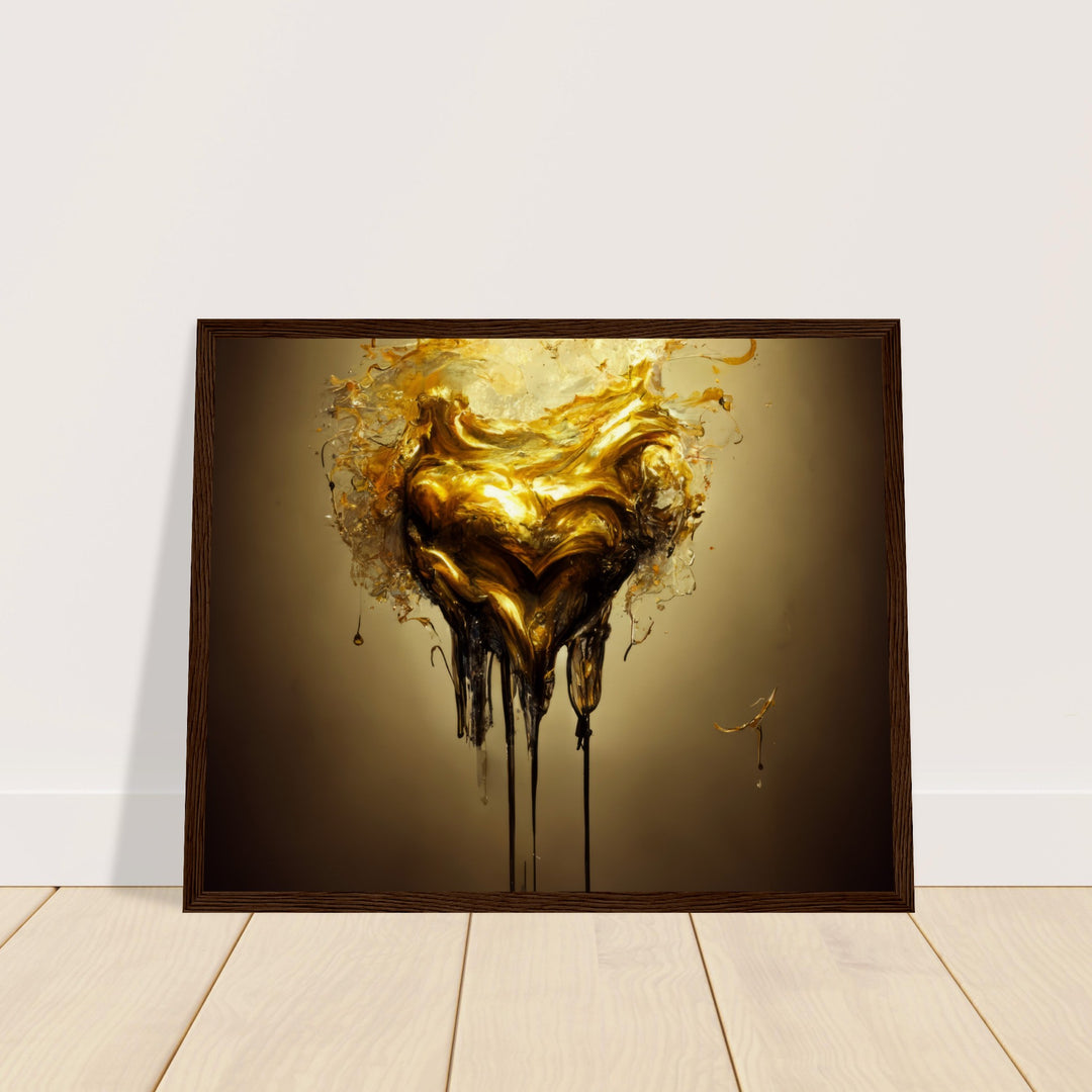 Museum-Quality Matte Paper Wooden Framed Poster - Heart of Gold Melted