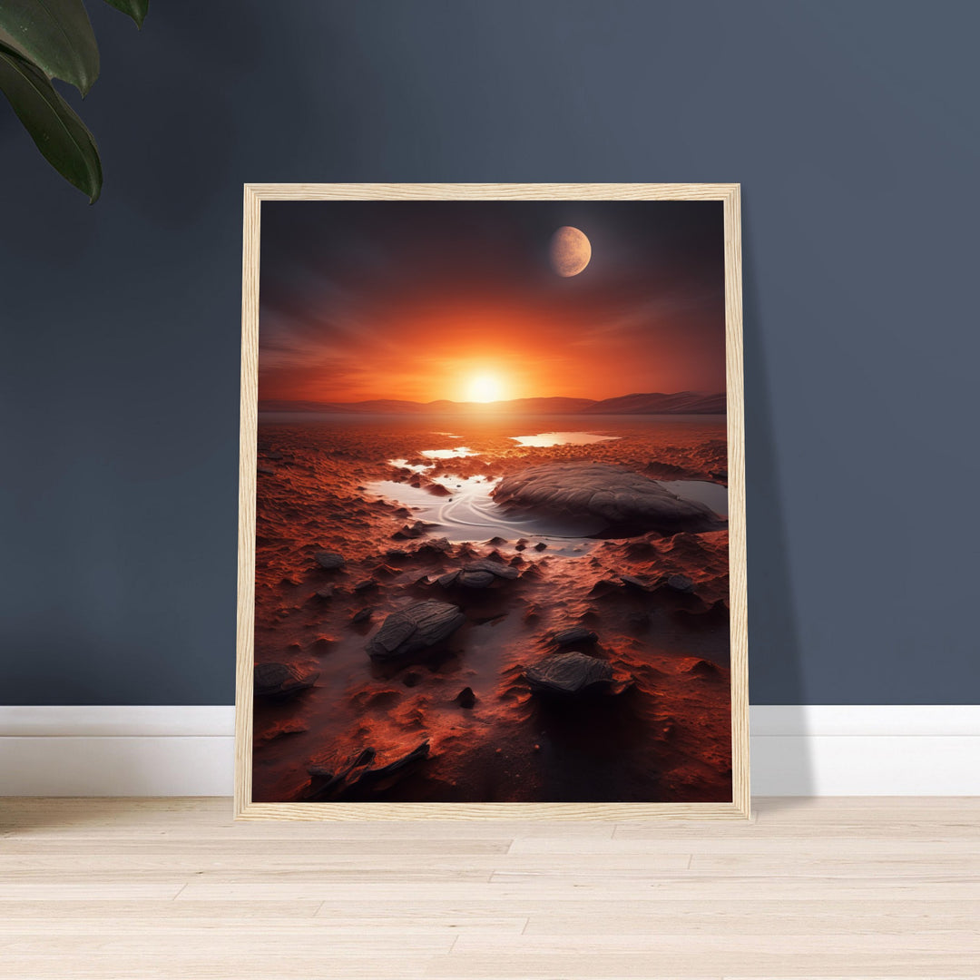 Premium Semi-Glossy Paper Wooden Framed Poster - Sunset on Mars II