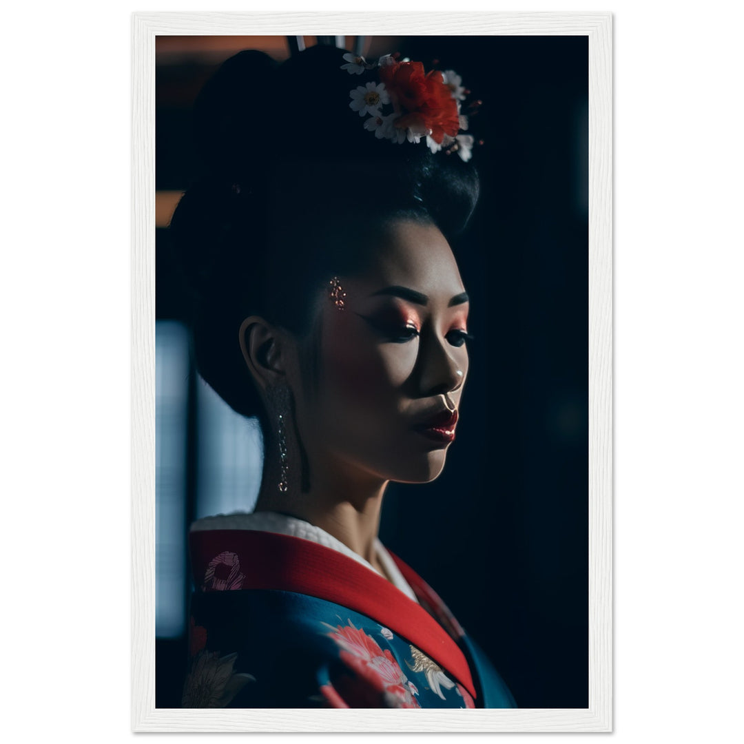 Premium Semi-Glossy Paper Wooden Framed Poster - Geisha's Solitude