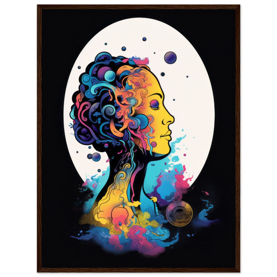 Premium Matte Paper Wooden Framed Poster - Colour Art Hair Girl II