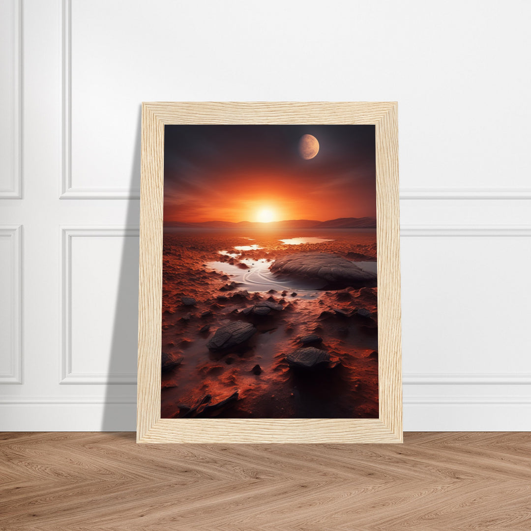 Classic Semi-Glossy Paper Wooden Framed Poster - Sunset on Mars II