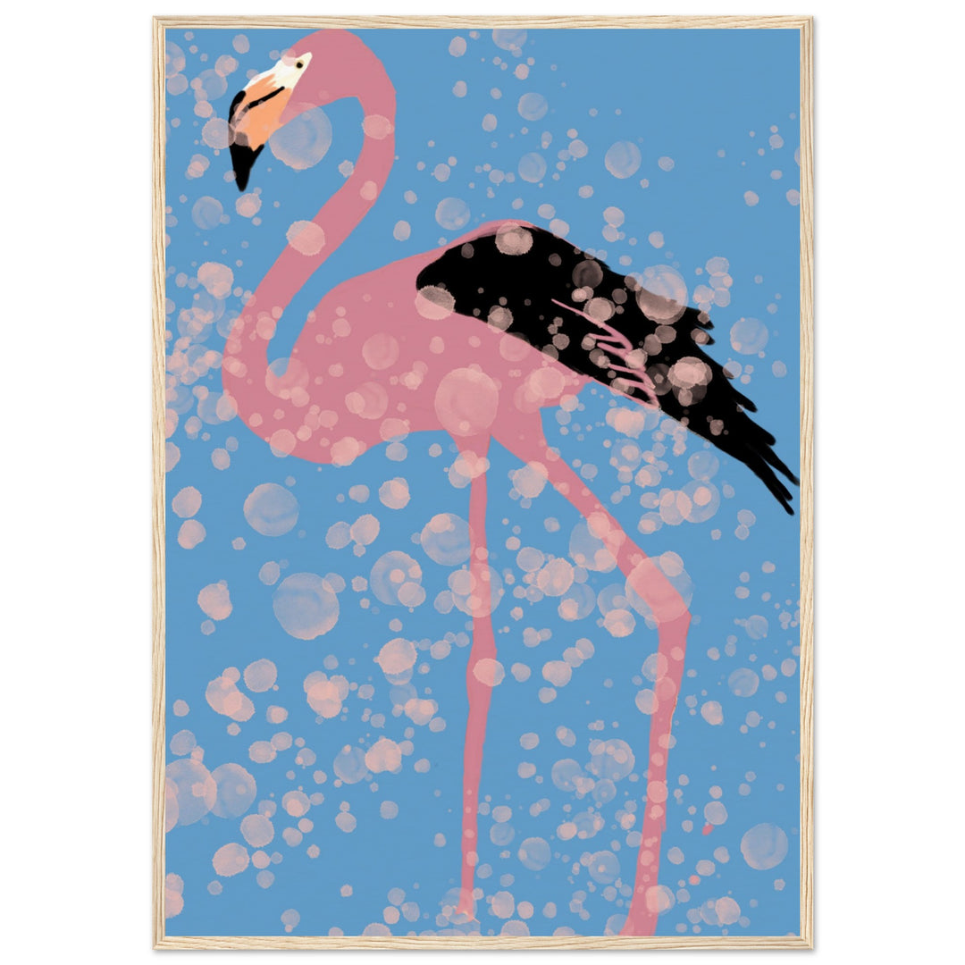 Museum-Quality Matte Paper Wooden Framed Poster - Pink Flamingo