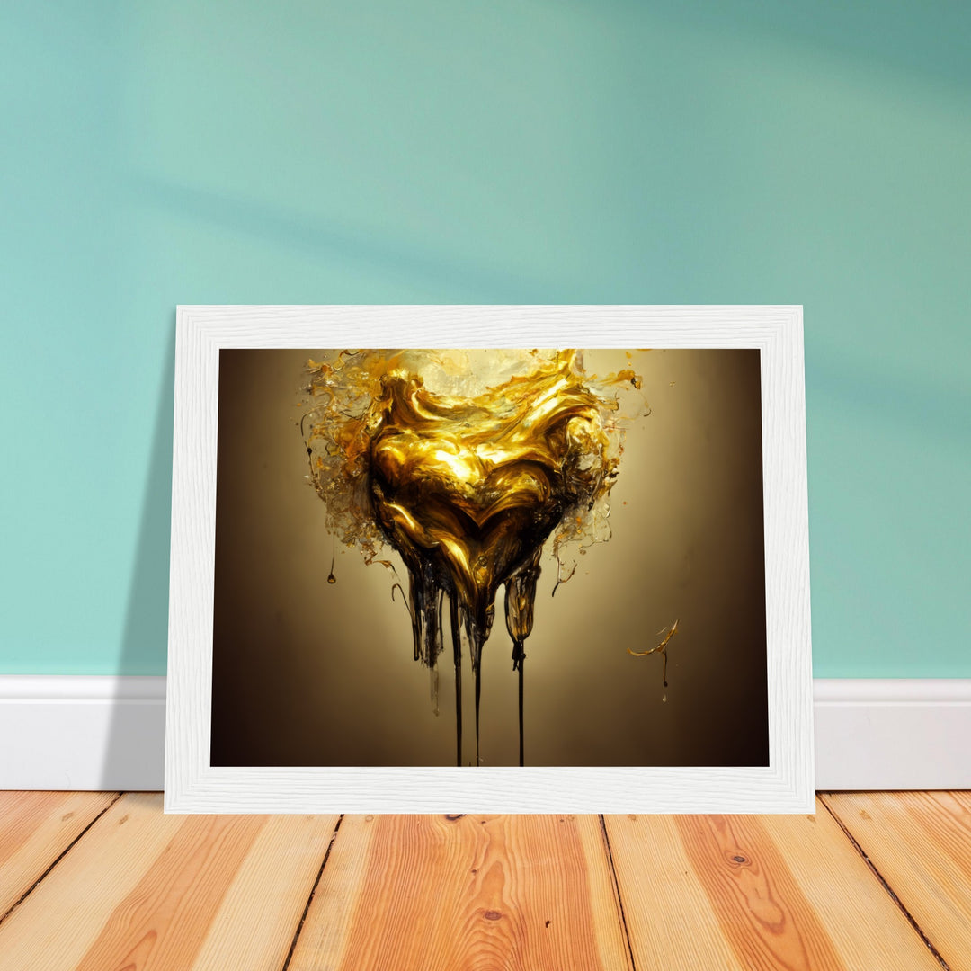 Premium Matte Paper Wooden Framed Poster - Heart of Gold Melted