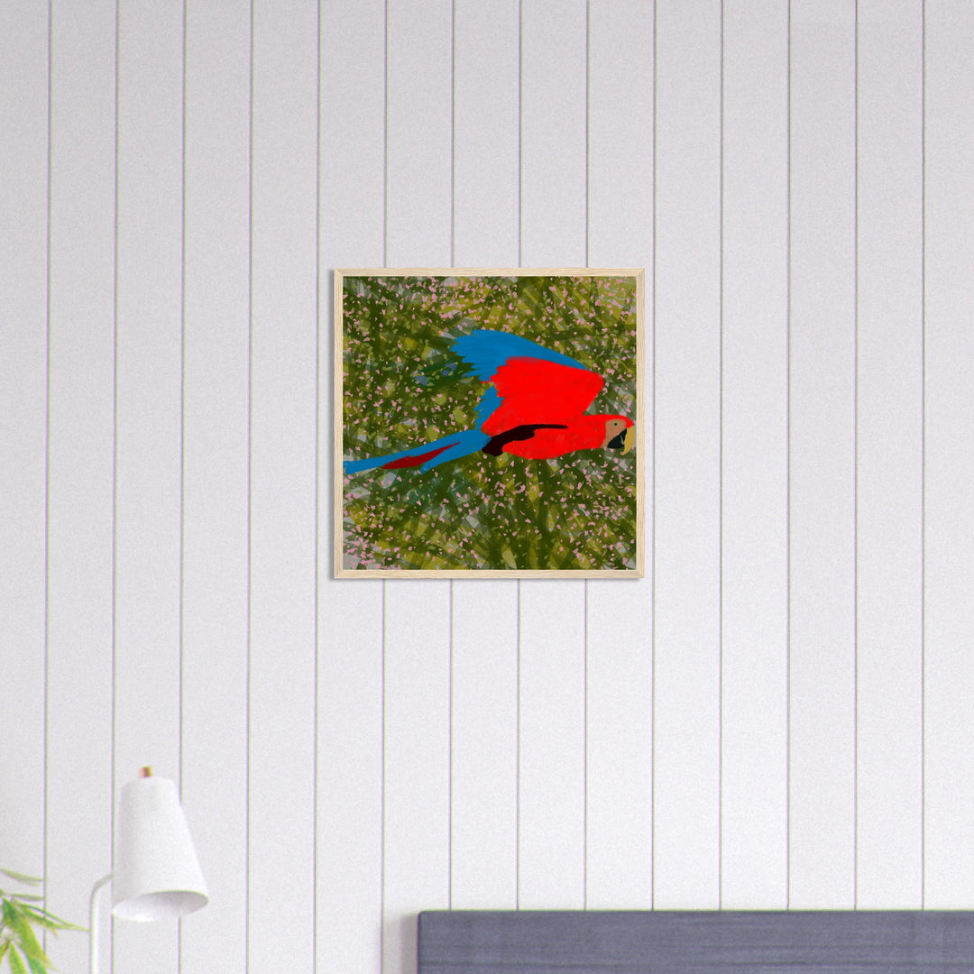 Premium Matte Paper Wooden Framed Poster - Parrot Colourful