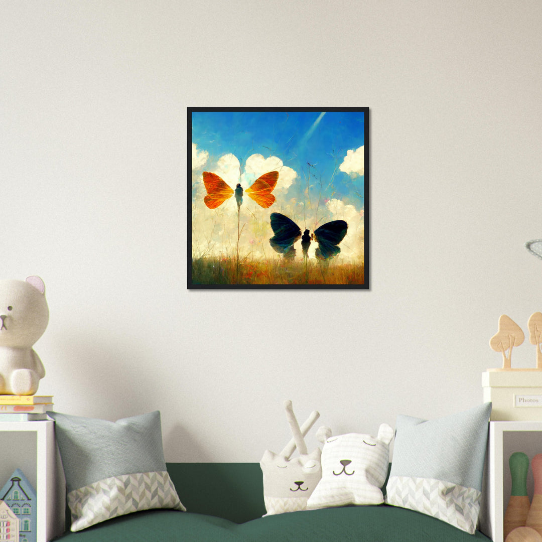 Premium Matte Paper Wooden Framed Poster - Dreaming Butterflies