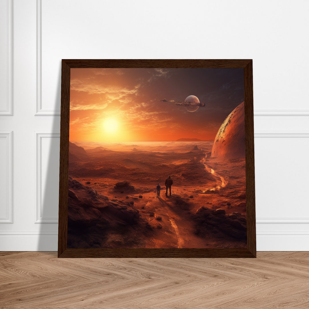 Classic Semi-Glossy Paper Wooden Framed Poster - Sunset on Mars I