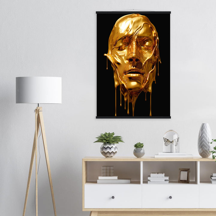 Premium Semi-Glossy Paper Poster with Hanger - Gold Face Dripping