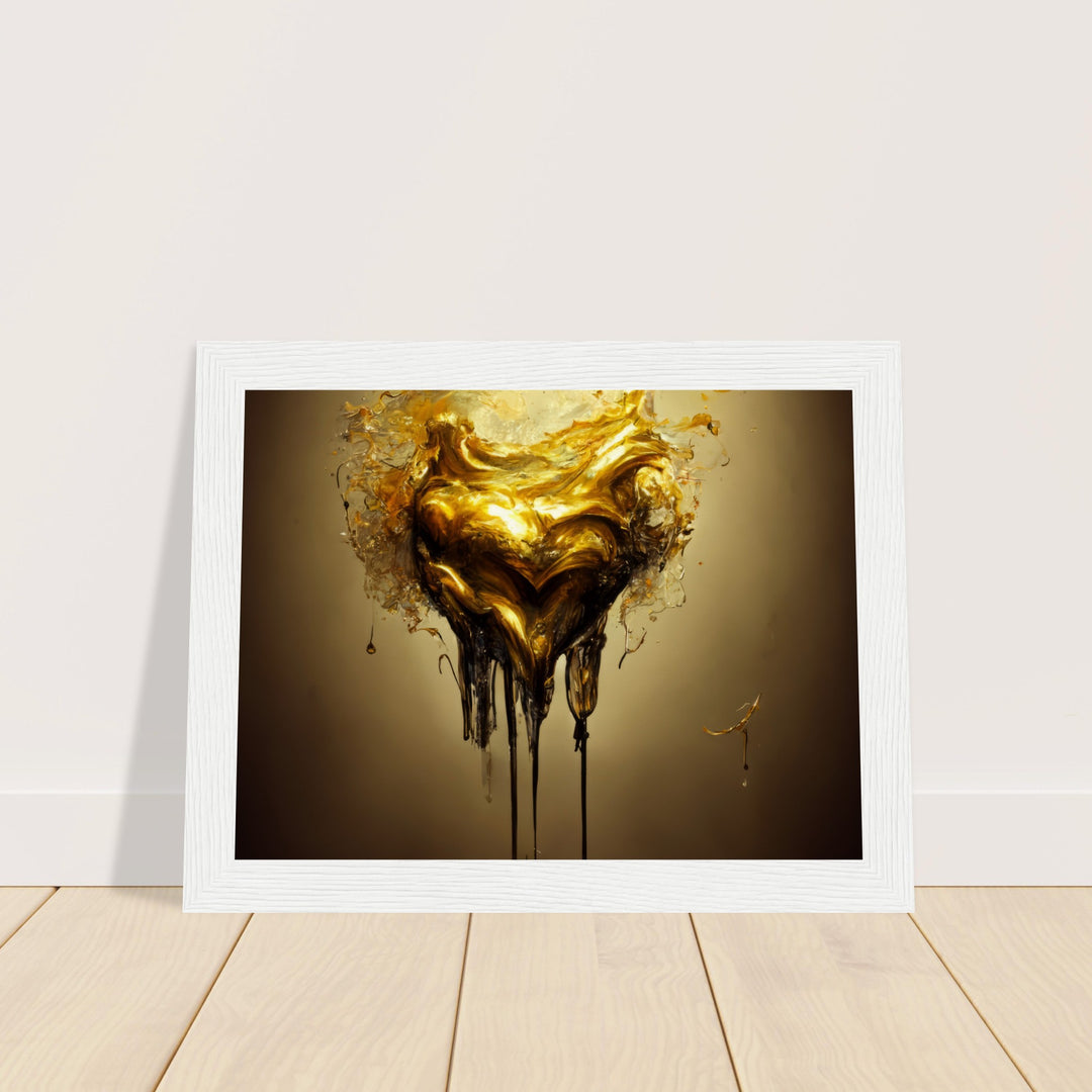 Museum-Quality Matte Paper Wooden Framed Poster - Heart of Gold Melted