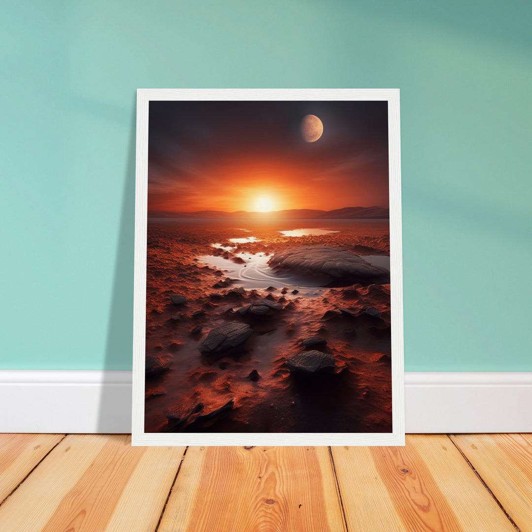 Museum-Quality Matte Paper Wooden Framed Poster - Sunset on Mars II