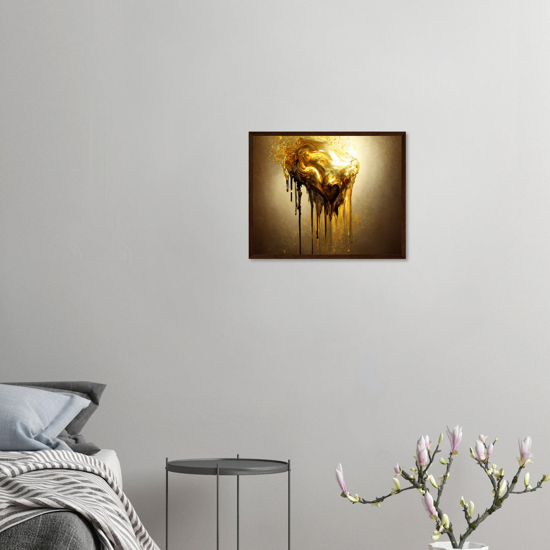 Premium Matte Paper Wooden Framed Poster - Heart of Gold Melted II