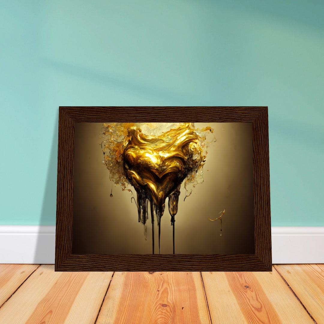 Premium Matte Paper Wooden Framed Poster - Heart of Gold Melted