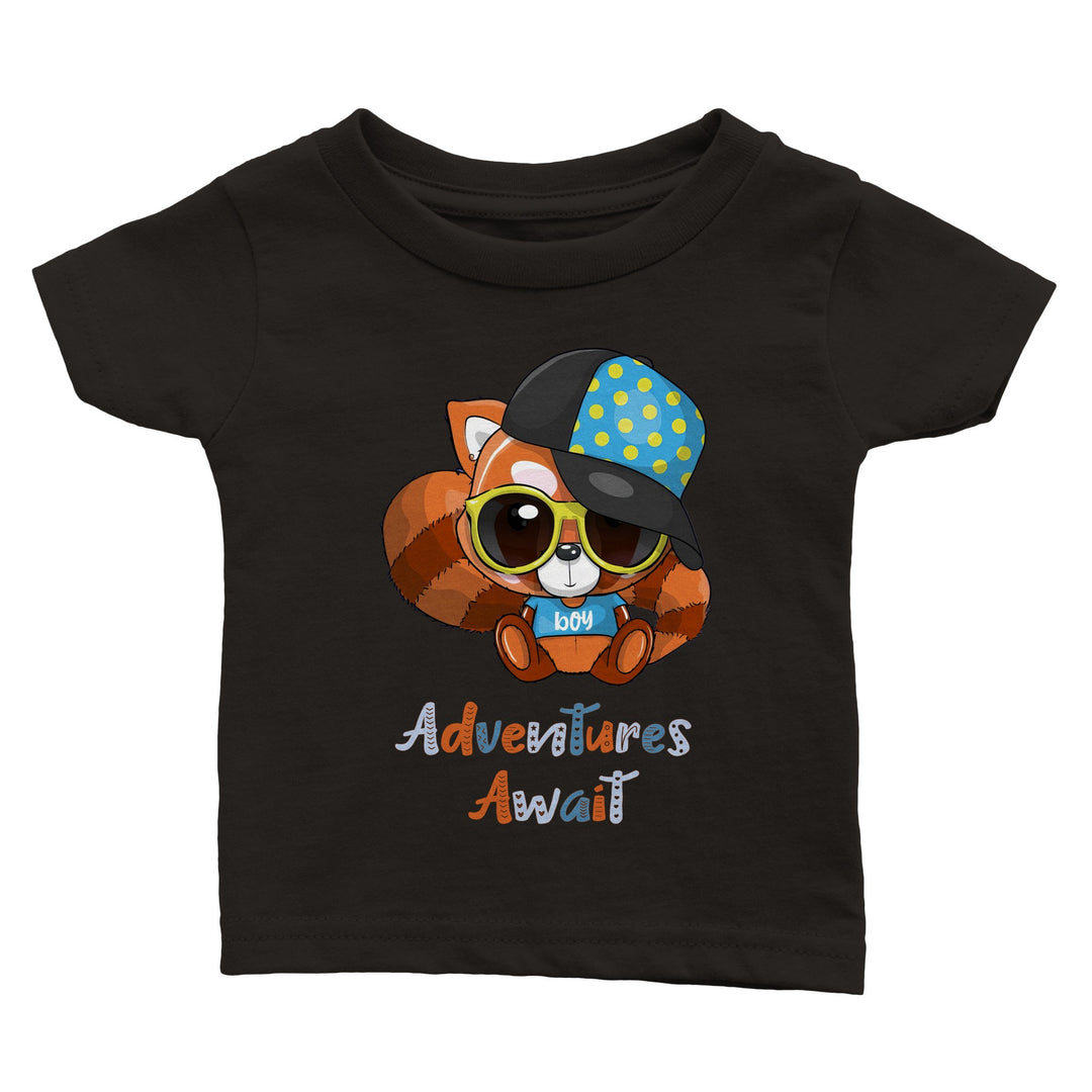 Classic Baby Crewneck T-shirt - Red Panda Boy "Adventures Await"