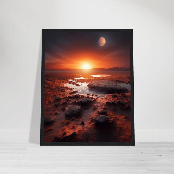 Classic Matte Paper Wooden Framed Poster - Sunset on Mars II