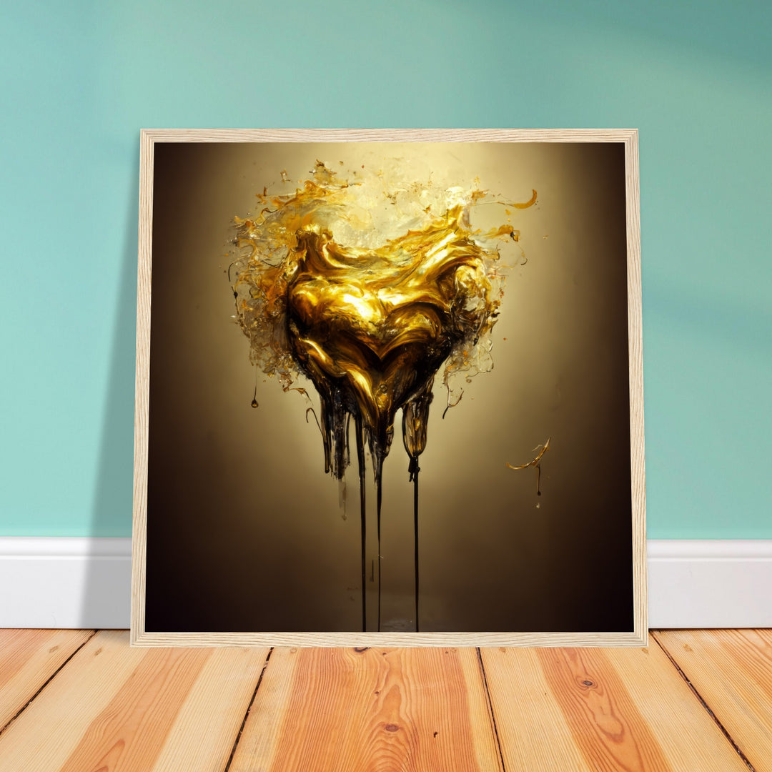 Premium Matte Paper Wooden Framed Poster - Heart of Gold Melted