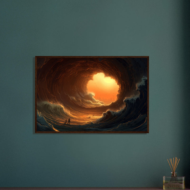 Premium Matte Paper Wooden Framed Poster - Abyssal Grotto Wave