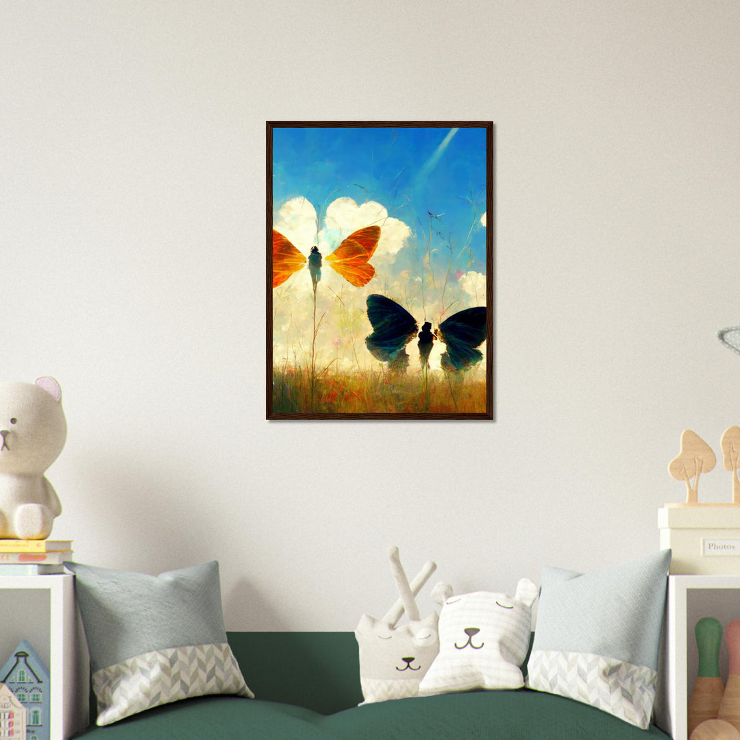 Premium Matte Paper Wooden Framed Poster - Dreaming Butterflies