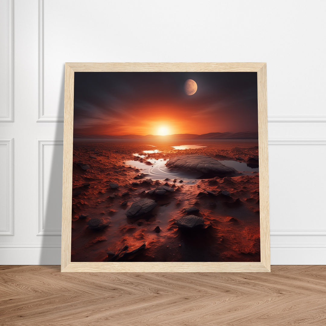 Classic Semi-Glossy Paper Wooden Framed Poster - Sunset on Mars II