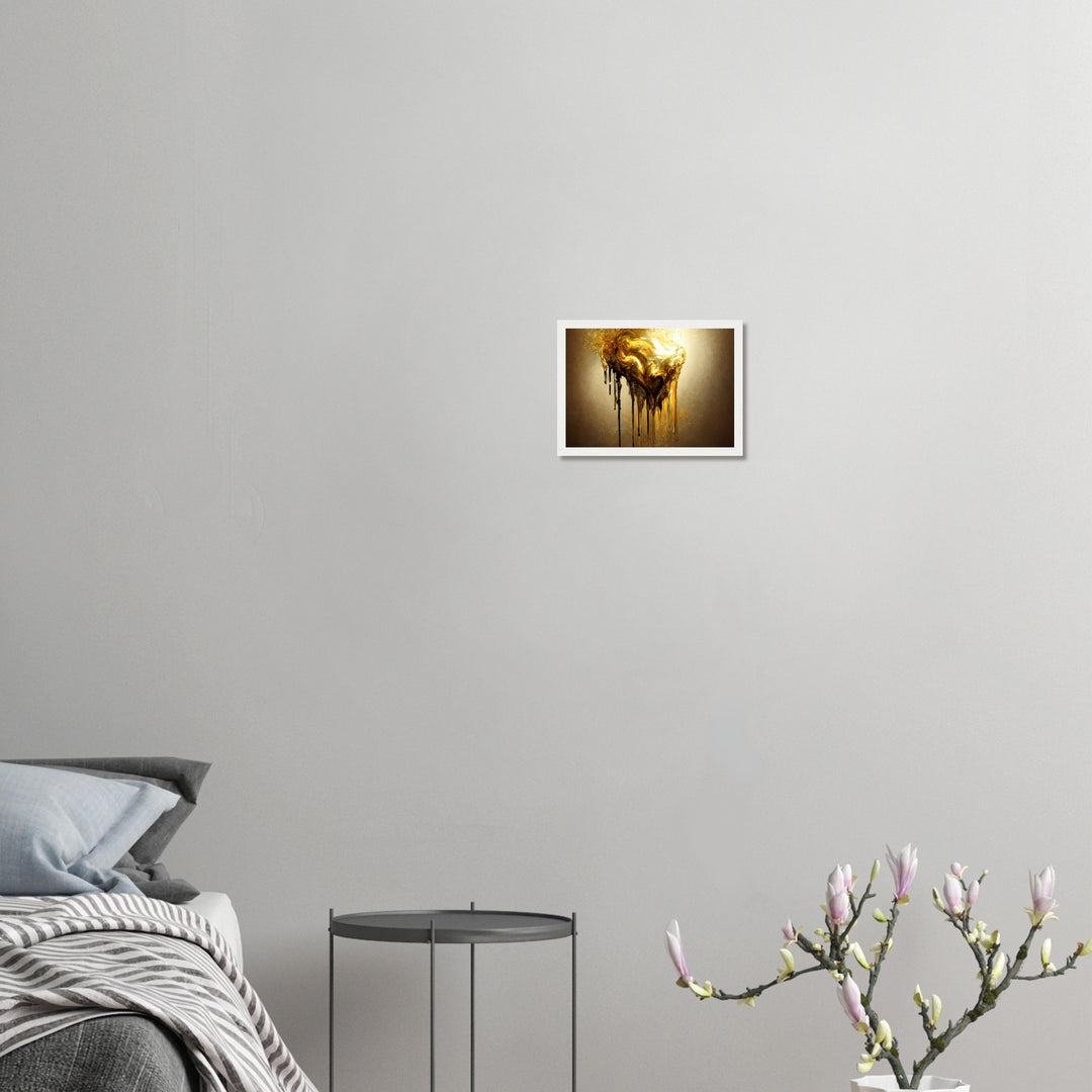 Premium Matte Paper Wooden Framed Poster - Heart of Gold Melted II