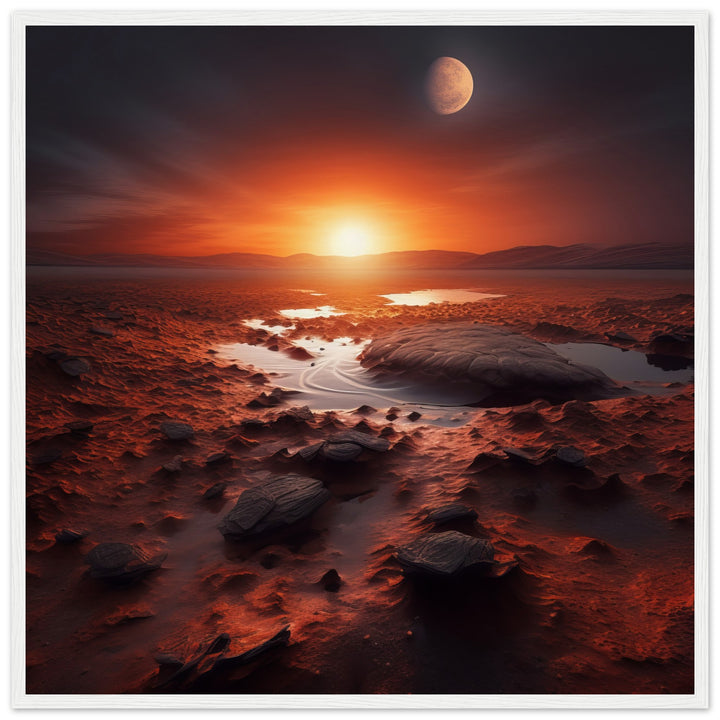 Museum-Quality Matte Paper Wooden Framed Poster - Sunset on Mars II