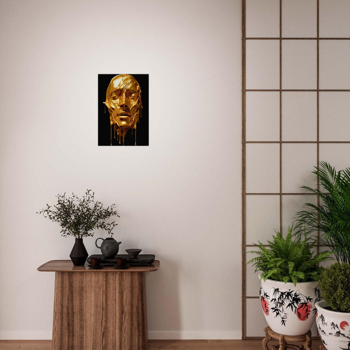 Classic Semi-Glossy Paper Poster - Gold Face Dripping