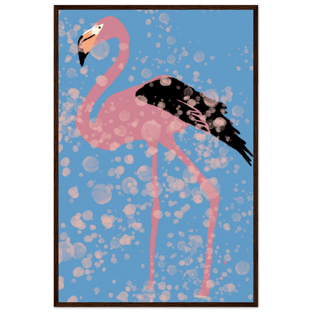 Museum-Quality Matte Paper Wooden Framed Poster - Pink Flamingo