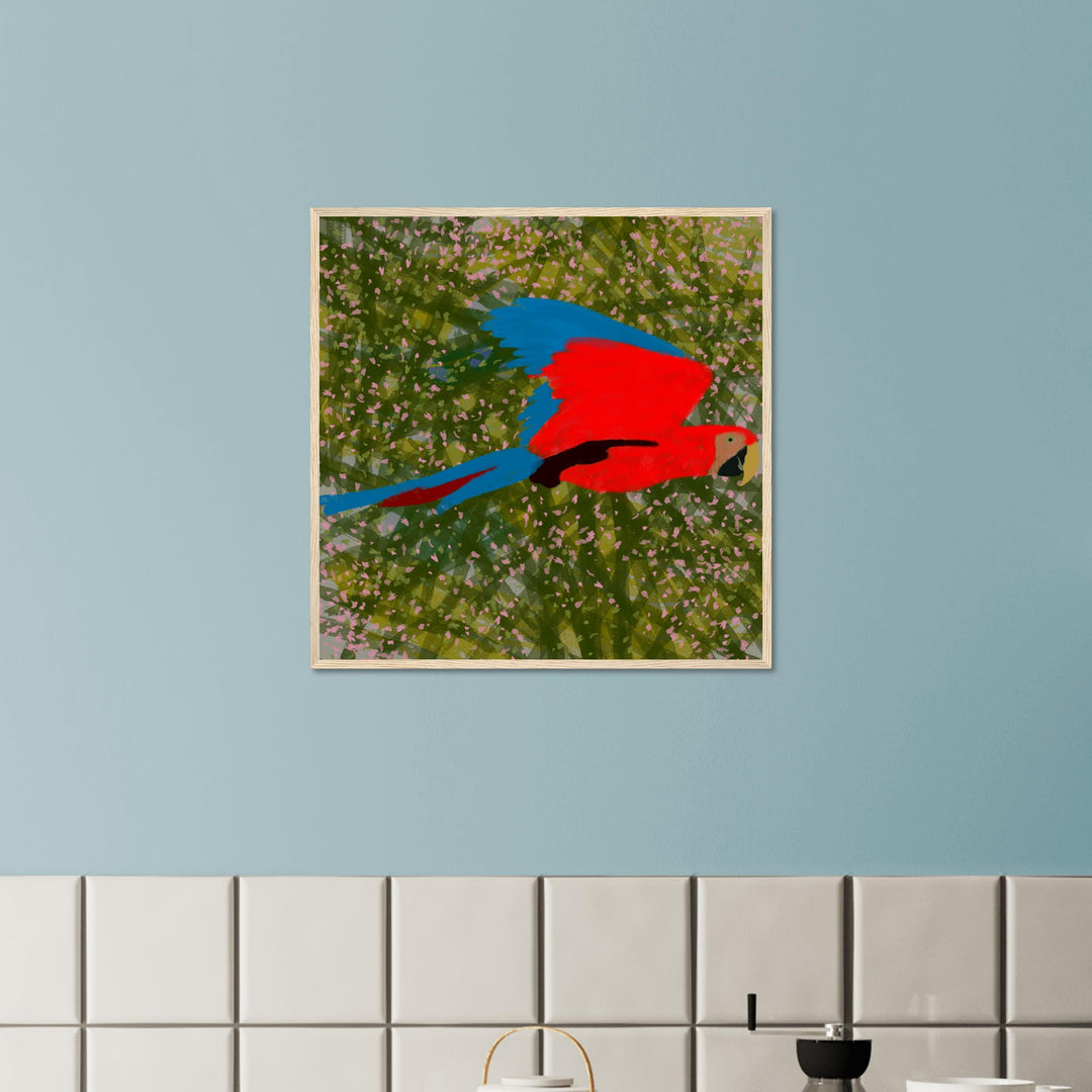 Museum-Quality Matte Paper Wooden Framed Poster - Parrot Colourful