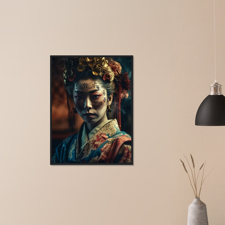 Classic Semi-Glossy Paper Wooden Framed Poster - Gaze of the Golden Geisha