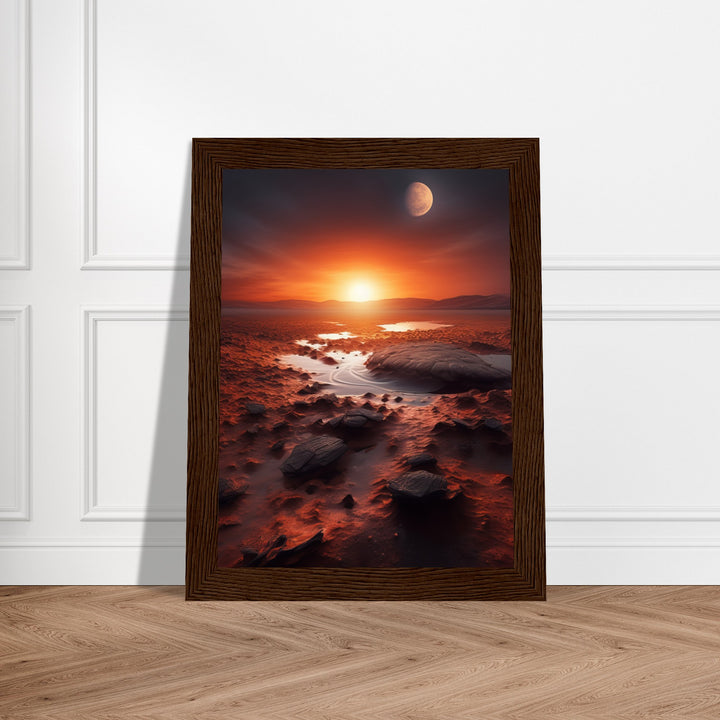 Classic Semi-Glossy Paper Wooden Framed Poster - Sunset on Mars II